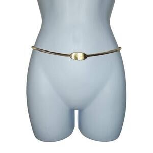 Vintage Women Accessories, Sarah Coventry Gold Metal Snake Chain Stretch Belt